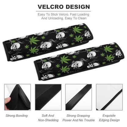 Soft Padded Seat Belt Cover for Girls and Boys, Stroller Pushchair High Chair, 2 Piece Pot Leaf Weedleaf Skull Smoking Shoulder Protector Anti-Slip Pad - color: Pattern 535
