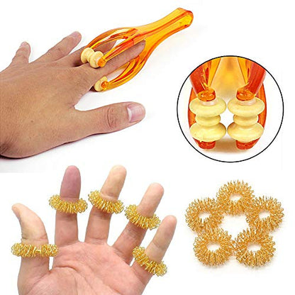 eyxformula 2 Finger Massager Roller & 5 Acupressure Rings - Arthritis Pain Relief & Trigger Finger Therapy Tool - Manual Hand Circulation Massagers for Carpal Tunnel, Rock Climbing Recovery & Gifts