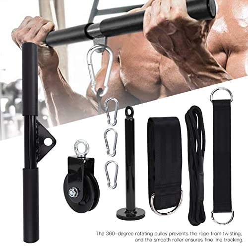 plplaaoo 9Pcs Set DIY Fitness Equipment Loading Pin Pull Triceps Training Pulldown Pulley System High Strength Silent Cable Wheel Portable Home Gym Workout Gear Stainless Steel