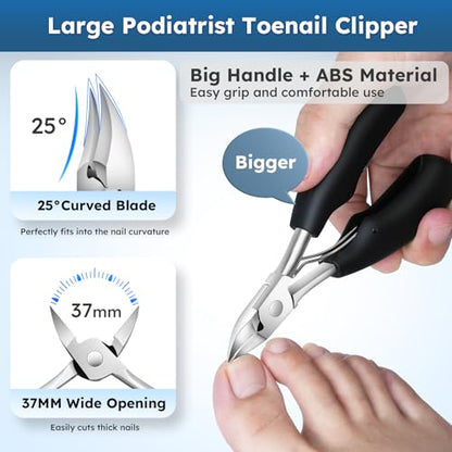 Nail Clippers for Seniors, Heavy Duty Ingrown Toenail Clippers with Long Handle， Wide Jaw Fingernail Clippers and Slanted Nail Cutter for Thick Nail for Men Women Pregnant Elderly 5Pcs - size: Wide Jaw 5pcs