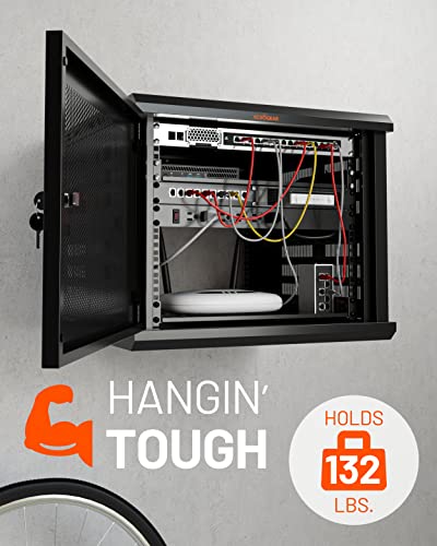 ECHOGEAR 9U Network Rack w/Enclosed Design, Easy Install, 600mm Depth | Enclosed server rack includes pre-mounted fan, 2x 1U shelves, lockable door, wall mountable design, all hardware for install - size: 9U