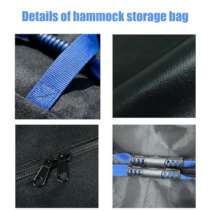 Hammock Storage Bag Heavy Duty Waterproof, 62''L x 10''W", Portable Steel Hammock Stand Carrying Bag with Zipper Closure, Black