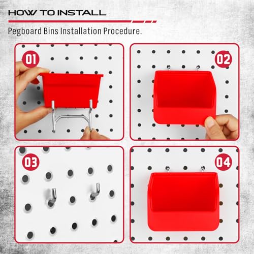 Ultimate 121-Piece Pegboard Hooks Set, Pegboard Accessories with Metal Hooks, Durable Peg Board Organizer Accessories, Pegboard Bins, Peg Board Tool Utility Hooks - style: 121 pcs -- Red