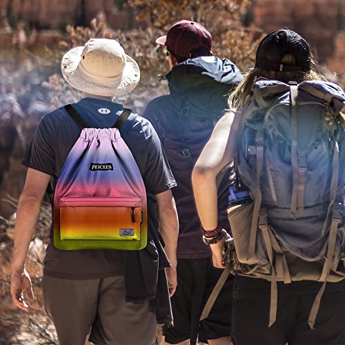 Peicees Waterproof Drawstring Sport Bag Lightweight Sackpack Backpack for Men and Women | Waterproof - color: Y_rainbow