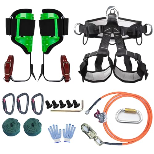 Tree Climbing Gear, Tree Climbing Spikes，Arborist Equipment for Climbers, Hunting, Fruit Picking ，Logging Etc - size: Tree Climbing Gear Green A
