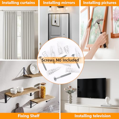 100 Pcs Self Drilling Drywall Anchors (Screws No Included), Plastic Anchors for Drywall, Sheetrock, Gypsum Wallboard, Screw Anchors for Multiple Wall Hanging Items, No Pre Drilling Required