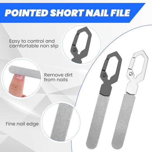 Ymapinc 2-Pack Small Nail Files Stainless Steel - Double Sided Metal Nail File for Women & Men with PU Case