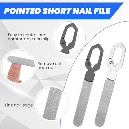Ymapinc 2-Pack Small Nail Files Stainless Steel - Double Sided Metal Nail File for Women & Men with PU Case