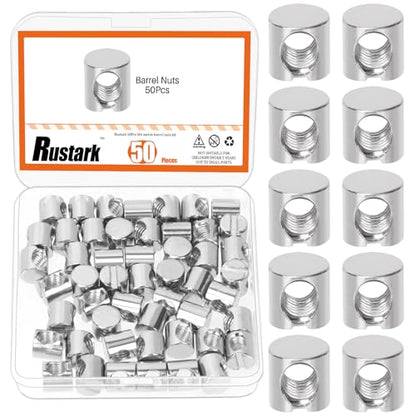 50Pcs M6x10mm Nickle Barrel Nuts Assortment Kit Metric Cross Dowels Slotted Nut Furniture Nuts Cross Dowel Hammer Nut for Wood Furniture Beds Crib Chairs - style: nickle plated 6x10MM barrel nuts