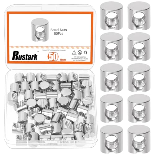 50Pcs M6x10mm Nickle Barrel Nuts Assortment Kit Metric Cross Dowels Slotted Nut Furniture Nuts Cross Dowel Hammer Nut for Wood Furniture Beds Crib Chairs - style: nickle plated 6x10MM barrel nuts