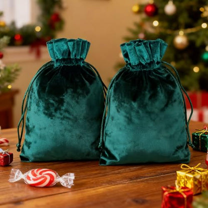 HRX Package Soft Velvet Gift Bags, 5.1x7.8 inch Velvet Drawstring Pouches Deep Teal Green for Jewelry Crystal Dice Tarot Rune (4 Pack) - color: Deep Teal Green