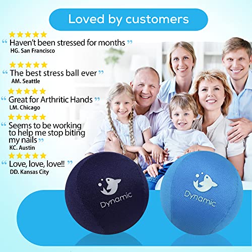 Serenilite Hand Therapy Exercise Stress Ball Bundle - Stress Ball 2.0 with Dynamic Resistance & Grip Strengthening - Therapeutic Hand Restoration - color: Blue, Dark Blue