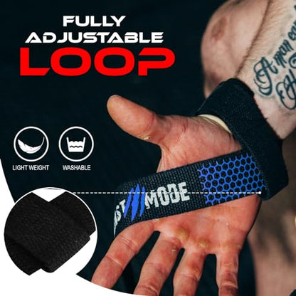 BEAST RAGE Lifting Wrist Straps for Weightlifting, Straps Gym Grip Power Workouts Lifting Straps Padded Neoprene & Premium Cotton Men Women, Deadlift Bodybuilding Exercise Lifting Straps - color: Blue Silicone