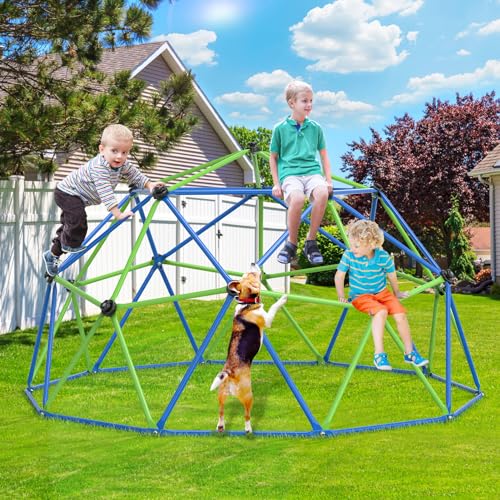 Climbing Dome Jungle Gym 10ft Outdoor Playset Kids Playground Equipment - color: Blue