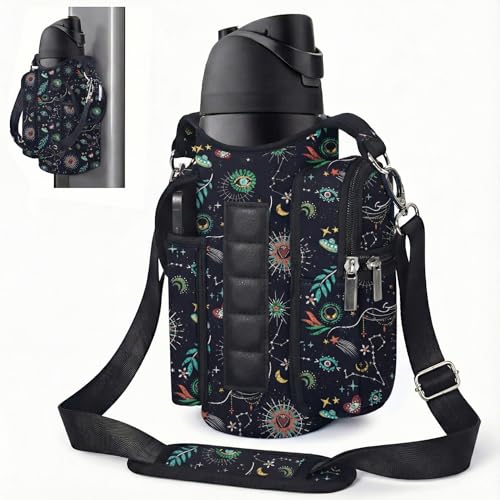 AUPET Magnetic Gym Bag for Men & Women, Small Gym Bag Organizer, Crossbody Magnets Gym Water Bottle Bag Holder Carrier Fits for 18-40oz Owala Yeti Hydro Flask, Workout Pouch for Phone, Keys & Wallet - color: Mystical Cosmic
