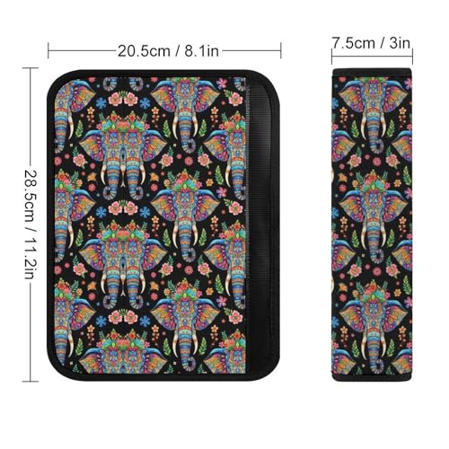 2 Piece Soft Padded Car Seat Belt Pad for Elderly Support, Stroller Pushchair High Chair, Elephant Wild Life Flowers Shoulder Harness Cover, Shock Absorption - color: Pattern 227