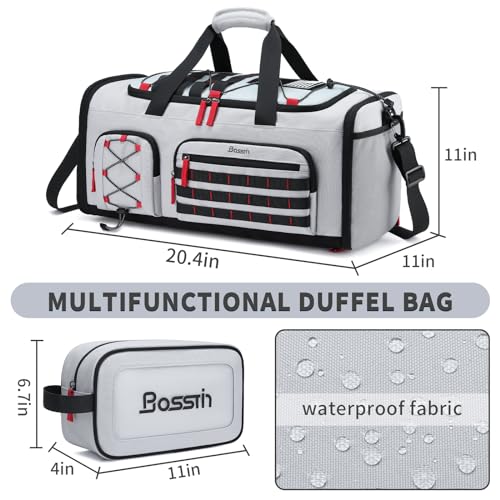 Bosstin Gym Bag for Men & Women, 45L Travel Duffle Sports Duffel Bag Gym Weekender Overnight Backpack with Shoe Compartment (Grey) - color: 2Grey