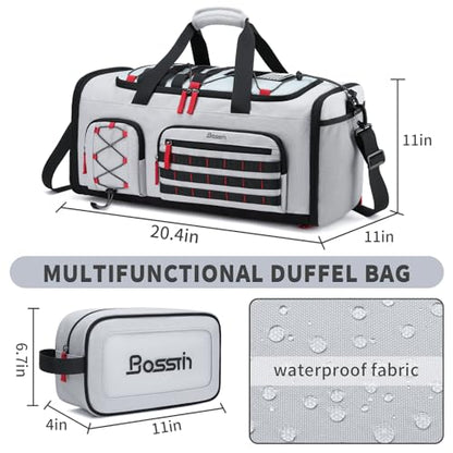 Bosstin Gym Bag for Men & Women, 45L Travel Duffle Sports Duffel Bag Gym Weekender Overnight Backpack with Shoe Compartment (Grey) - color: 2Grey