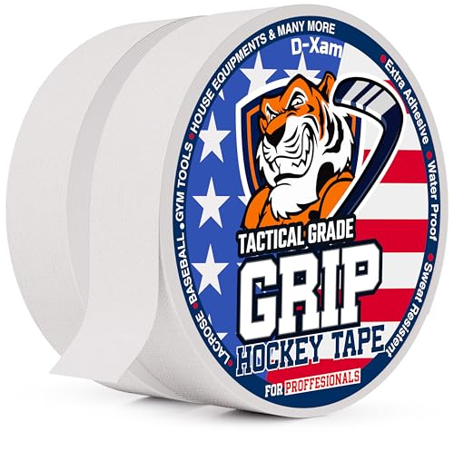 D-Xam Hockey Tape Black Grip Tape 2 Roll Athletic Sports Tape 1inch Multipurpose Cloth Tape for Lacrosse Stick Handles Pullup Bars Tools Fingers Water-Resistan Protect from Scratches Smudges - color: White