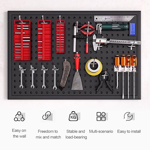 Tool Wall Pegboard, Black Office Desk Metal Hanging Board, Pegboard And Accessories, Wall Storage Rack, Suitable For Home, Office, Dormitory, Gaming Desk(23.6x15.7in) - size: 23.6x15.7in