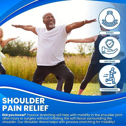 RangeMaster ShoulderWand Therapy Stretching Tool│Collapsible Stretching Bar │Physical Therapy Tool for Recovery and Increasing Motion (Blue) - color: Blue