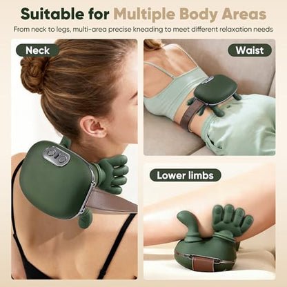 Neck Massager with Heat, Cordless Human-Like Massage, Pain Relief, Green | Neck Massager with 2 Heat Levels and 10-Min Auto Shut-Off, Relax Neck & Shoulders at Home, Office, Breaks or Before Sleep
