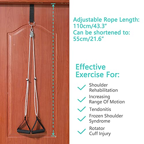 Shoulder Pulley, Over The Door Pulley System for Shoulder Rehab, Shoulder Exercise Pulley for Physical Therapy, Assisting Rotator Cuff Recovery, Increase Flexibility Stretching, Range of Motion