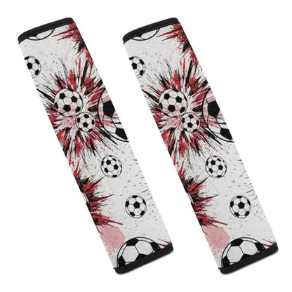 Universal Soft and Comfortable Seat Belt Shoulder Pad for Adult Use, Most Cars, 1 Pair Cool Red Soccer Football Harness Pads Strap Anti-Slip Pad - color: Pattern 1006