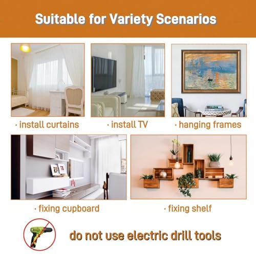 Self Drilling Drywall Anchors with Screws Kit, Premium Zinc Plated Steel Hollow Wall Anchors and Screws for Fixing TV, Cabinet, Curtains, 0.47"x1.18" Anchor & 0.31"x1.37" Screws (50pcs)