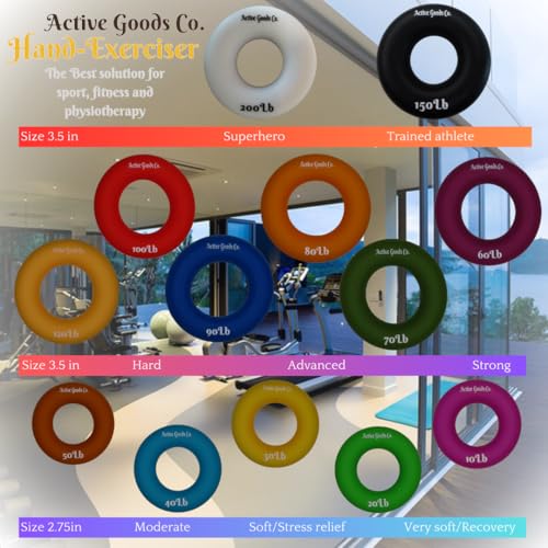 Hand Exerciser - PROFESSIONAL GRADE, Set or Single, Different Sizes. Visit to see more! Bague classique en silicone parfaite pour améliorer la force, la puissance et la vitesse dans les poignets. - size: 19 Single Ring - 3.8 in - 175 lb