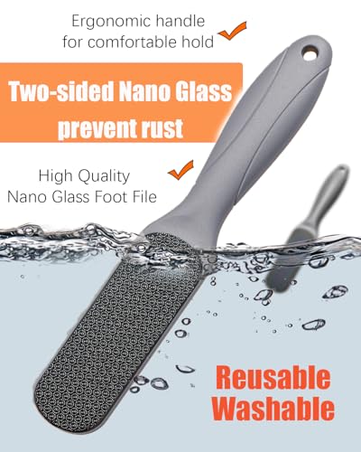 Double Sided Nano Glass Foot File - Hard Skin & Callus Remover, Beyond The Cream Foot File, Smooth Pedicure File for Feet, Wet & Dry Safe Hygienic Glass Foot Files for Feet - style: Silver
