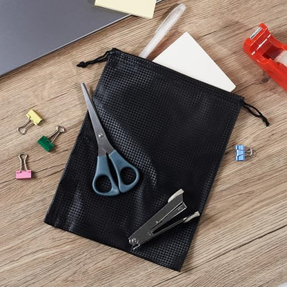 PALTERWEAR Tech-Weave PU-Coated Drawstring Bags (Set of 5) Water-Resistant, Directional-Stretch Travel Organizers for Toiletries, Tech Gear, Hobby - Durable, Wipe-Clean (Black 3D, 8 x 11 In) - size: 8 x 11 Inch