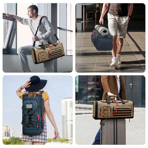 Bosstin Gym Bag for Men & Women,45L Travel Duffle Sports Duffel Bag Gym Weekender Overnight Backpack with Shoe Compartment (Khaki) - color: 6Khaki