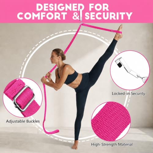 Stretching Strap with Door Anchor Improve Leg Flexibility for Splits - color: Pink