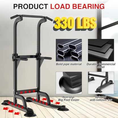 Garvee Freestanding Power Tower Pull Up & Dip Station for Home Gym, Adjustable Pull Up Bar 300 Lbs Capacity, Multi-Function Chin Up Bar Machine