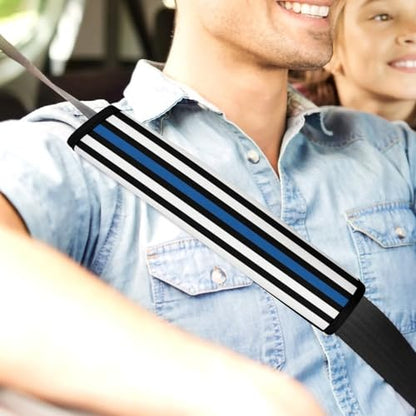 2PCS American Thin Blue Line Flag Car Seat Straps Shoulder Pads Universal Soft and Comfortable Seat Belt Covers Cushion for Child, All Vehicles, Shock Absorption - color: Pattern 1222