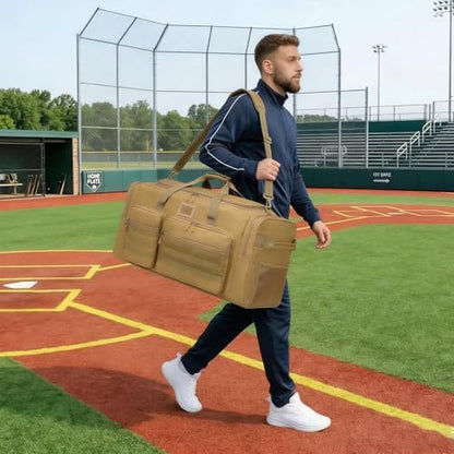 135L Extra Large Duffle Bag, Heavy Duty Sports Gym Travel Duffel Bag | for Basketball, Baseball, Hockey, Football, Helmets, and Pads - color: Brown