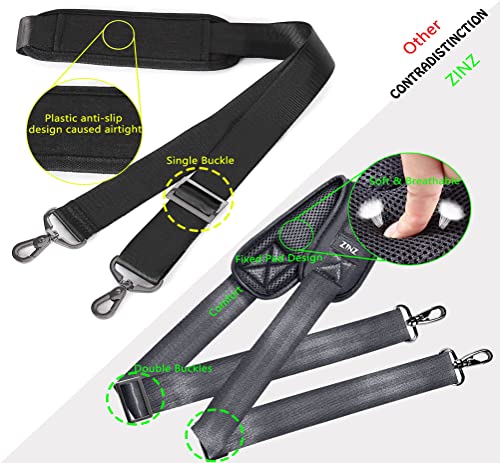 ZINZ Shoulder Strap 58" Ultra-Thick Fixed Padded and Adjustable Buckles Crossbody Strap for Briefcase Laptop Bag Luggage - color: Dark Gray