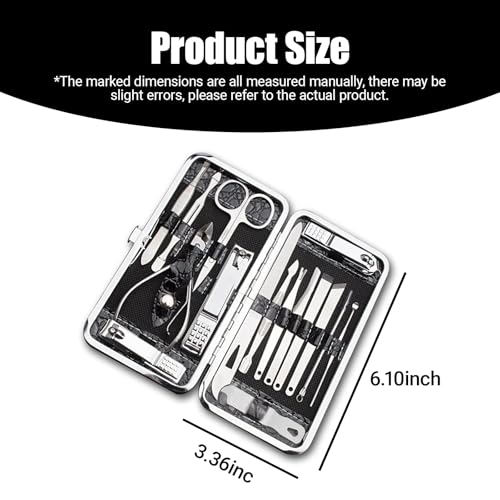 Grooming Kit Home and Travel-Manicure Set 16, Nail Clipper Set, Portable Nail Kit, Travel Nails Kits(Black) - color: Black, size: 16 Piece Set