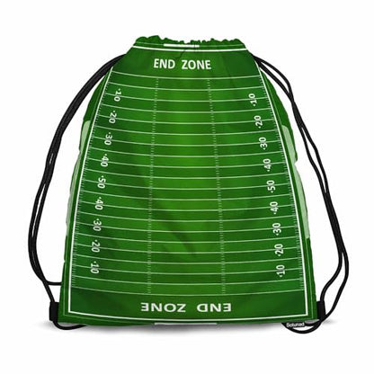 Football Field Drawstring Backpack Adjustable Shoulder Strap Green Grass with White Lines Graduated Line End Zone Drawstring Bag Sutiable for Sports Beach Short Travel Stroage 14x16.9 Inch - color: Football Field