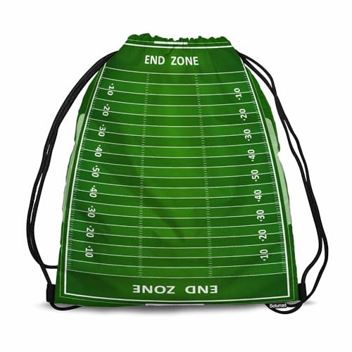 Football Field Drawstring Backpack Adjustable Shoulder Strap Green Grass with White Lines Graduated Line End Zone Drawstring Bag Sutiable for Sports Beach Short Travel Stroage 14x16.9 Inch - color: Football Field