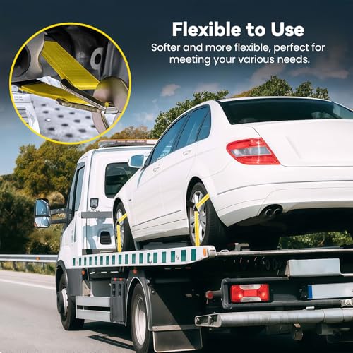 2 PCS 2" x 36" Lifting Slings Straps Polyester Web Slings with D Rings - Lifting Slings 3,333 lbs, Working Load Limit 10,000 lbs Polyester Lifting Strap for Cars, SUVs, Trucks, Heavy Machinery - color: Yellow
