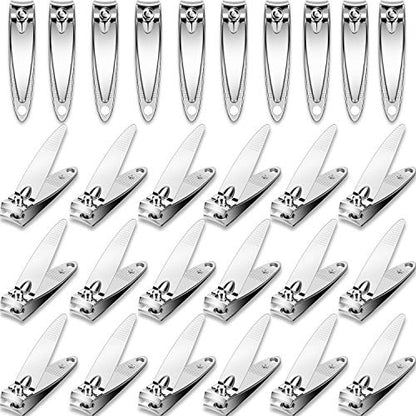 Mudder 28 Pcs Fingernail Nail Clippers Bulk Stainless Steel Toenail Clippers Thick Portable Travel Manicure Kit for Men and Women(Simple Style) - style: Simple Style