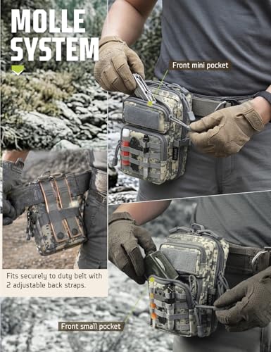2 Pack Molle Accessories Tactical EDC Pouch, Small Tool Bag, Utility Phone Holder IFAK for Duty Belt, Backpack, Vest (Includes 2 US Flag Patch) - color: ACU