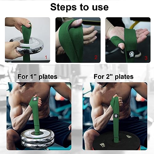 J Bryant Arm Wrestling Training Strap Belt Hand Grip- Ideal for Wrist Forearm and Biceps Workouts Multifunctional Home Gym Fitness Equipment Compatible with 1 inch and 2 inches Barbell Plates - color: Green