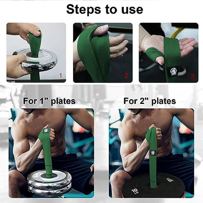J Bryant Arm Wrestling Training Strap Belt Hand Grip- Ideal for Wrist Forearm and Biceps Workouts Multifunctional Home Gym Fitness Equipment Compatible with 1 inch and 2 inches Barbell Plates - color: Green