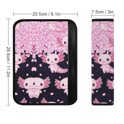 2PCS Pink Cherry Flower Blossom Axolotl Car Seat Belt Pad Breathable Shoulder Protector for Girls and Boys, Most Cars, Anti-Slip Pad - color: Pattern 433