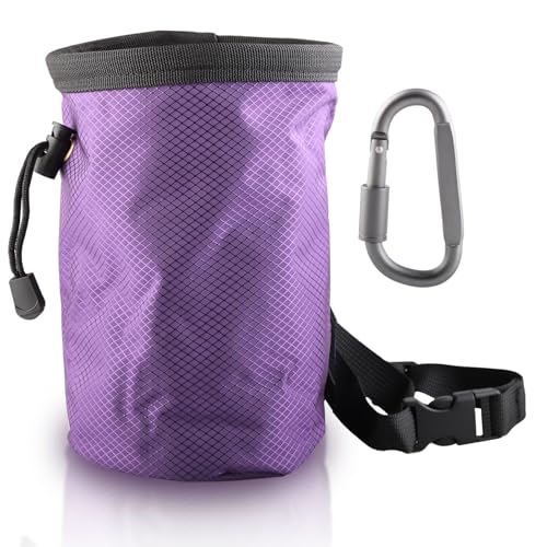 Outdoor Rock Climbing Bouldering Magnesium Powder Bag Quick Dry Waterproof Tightened Bag Gym Weightlifting Deadlift Yoga Multi Purpose Storage Bag with Metal Buckle（Purple）