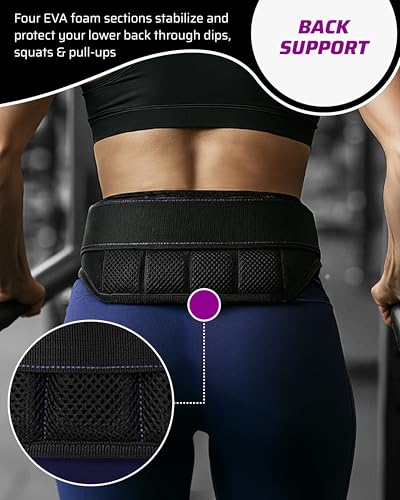 THEFITGUY Women’s Dip Belt for Weighted Dips, Pull-Ups & Belt Squats | Contoured no-pinch dip belt for women’s hips and smaller waists, with buckle closure, 2 straps, and metal hooks