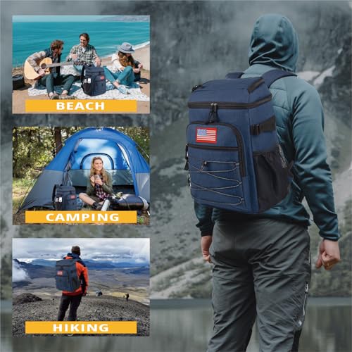 25L Insulated Cooler Backpack Water-Resistant Molle Cooler Bag for Camping | 25L Large Capacity Tactical Cooler Backpack Bag with Compartment Insulation Water-Resistant & Leakproof Durable & Comfortable - color: Blue